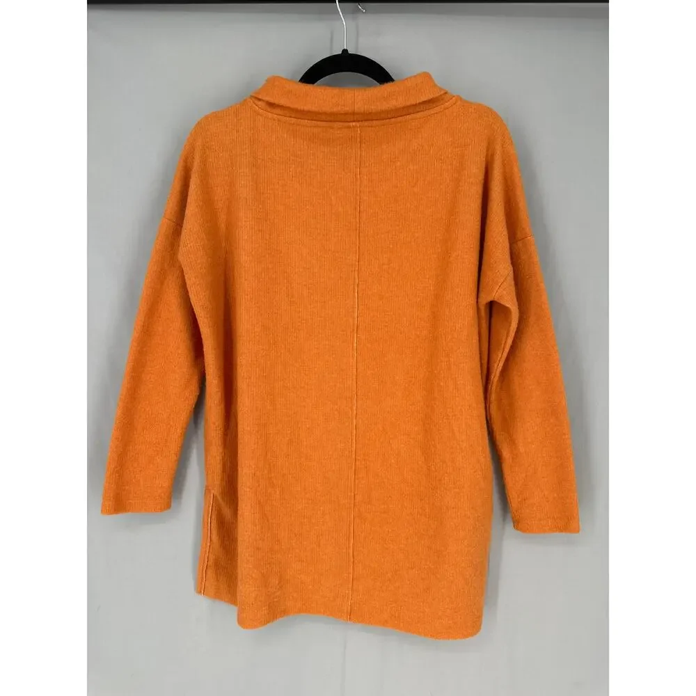 Anthropologie Sweater Womens XS Orange Oversized Boxy Cozy Pullover Stretch